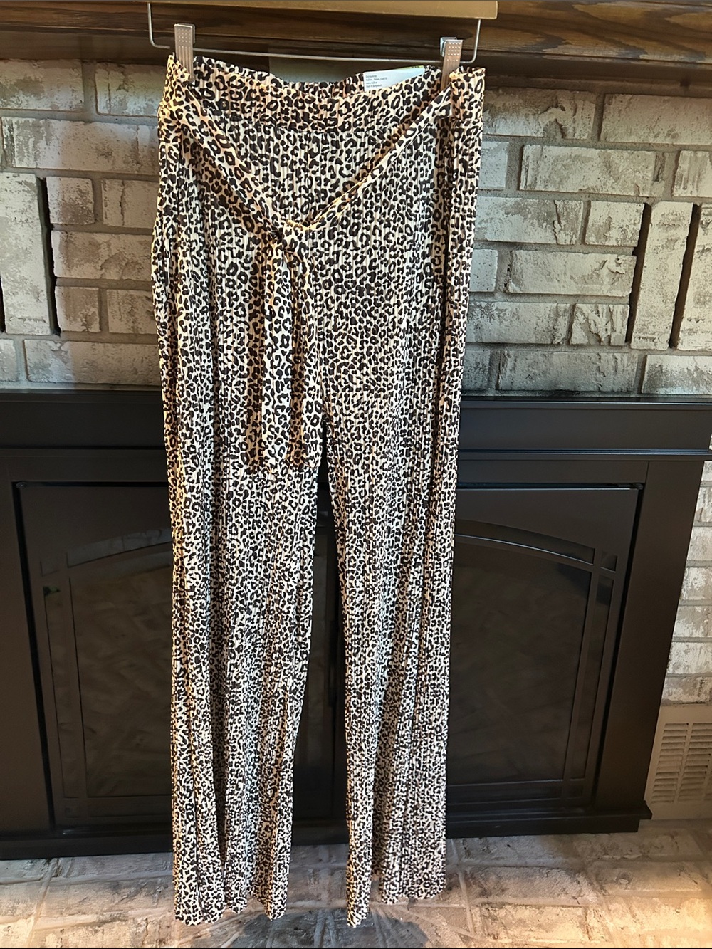 Serra Leopard-Print Wide-Leg Pants in Brown and Black with Tie Waist
